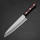 Gyuto Blue Super Revêtement inox Poli Manche Occidental Noir et Rouge 180mm (Tsuba-nashi)-[Musashi]-[Couteaux de cuisine japonais]