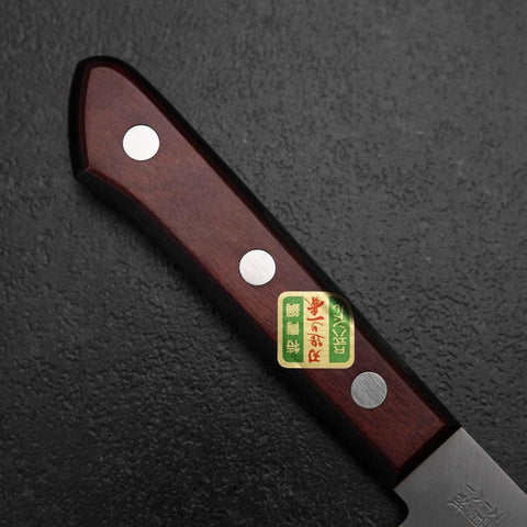 Gyuto Blue Super Revêtement inox Poli Manche Occidental Noir et Rouge 180mm (Tsuba-nashi)-[Musashi]-[Couteaux de cuisine japonais]