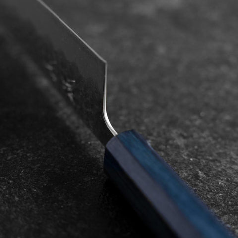 Gyuto Blue Super Tsuchime Dark Blue Urushi Handle 210mm (8.3”)-[Musashi]-[Japanese-Kitchen-Knives]