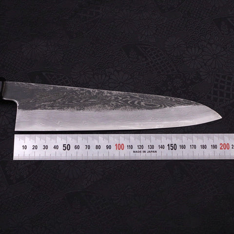 Gyuto Blue Steel #1 Kurouchi Suminagashi Buffalo Ebony Handle 200mm