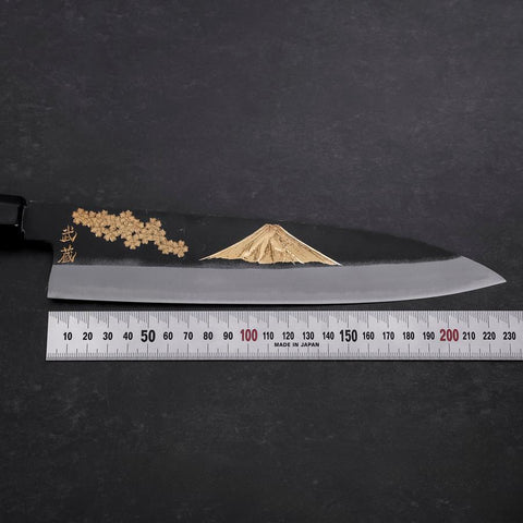Gyuto Blue Steel #2 Chokin Kurouchi Dragon Manche en Buffle et Ébène 240mm-[Musashi]-[Couteaux de cuisine japonais]