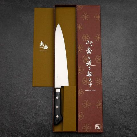 Gyuto Molybdène Poli Manche Occidental Pourpre 210mm-[Musashi]-[Couteaux de cuisine japonais]