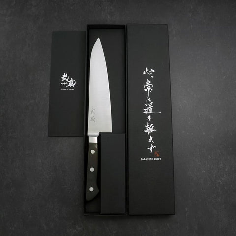 Gyuto Molybdenum Poli Manche Occidental Noir 180mm-[Musashi]-[Couteaux de cuisine japonais]