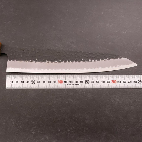 Gyuto Revêtement Inox Blue Super Kurouchi Tsuchime Manche Yaki Urushi 240mm-[Musashi]-[Couteaux de cuisine japonais]