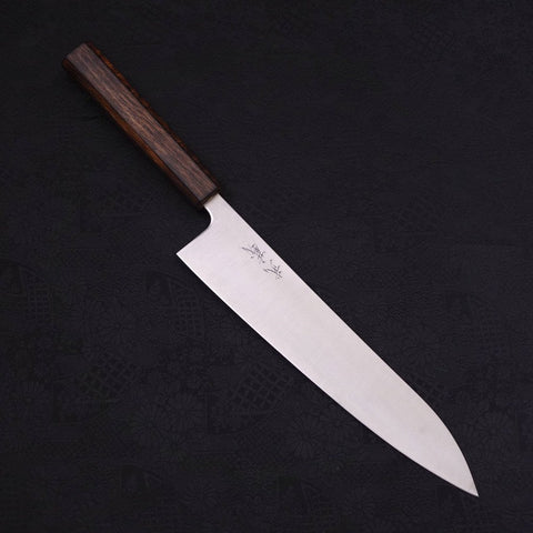 Gyuto Revêtement Inox Blue Super Poli Manche Sumi Urushi 240mm-[Musashi]-[Couteaux de cuisine japonais]