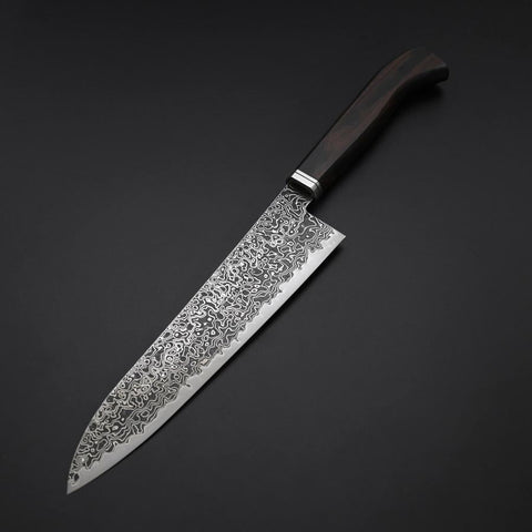 Gyuto SG-2 Nickel en Vagues Damas Noir Manche Occidental en Ébène 210mm-[Musashi]-[Couteaux de cuisine japonais]