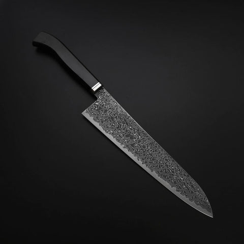 Gyuto SG-2 Nickel en Vagues Damas Noir Manche Occidental en Ébène 240mm-[Musashi]-[Couteaux de cuisine japonais]