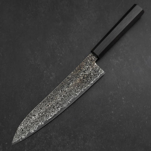 Gyuto SG-2 Nickel en Vagues Damas Noir Manche en Ébène 210mm-[Musashi]-[Couteaux de cuisine japonais]
