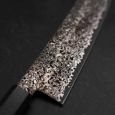Gyuto SG-2 Nickel en Vagues Damas Noir Manche en Ébène 210mm-[Musashi]-[Couteaux de cuisine japonais]