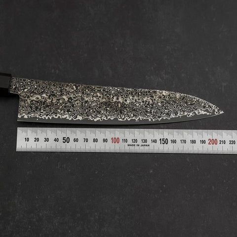 Gyuto SG-2 Nickel en Vagues Damas Noir Manche en Ébène 210mm-[Musashi]-[Couteaux de cuisine japonais]