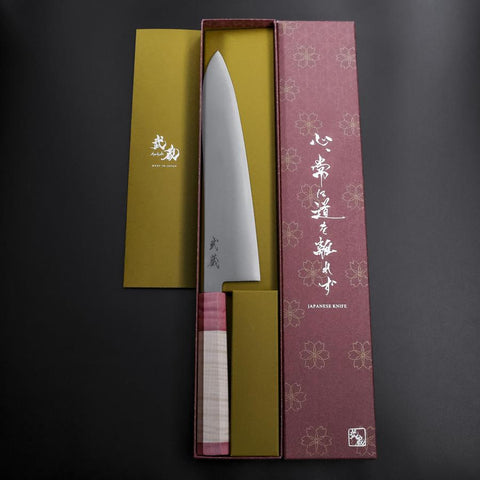 Gyuto SG-2 Poli Manche en Érable Rouge 240mm-[Musashi]-[Couteaux de cuisine japonais]