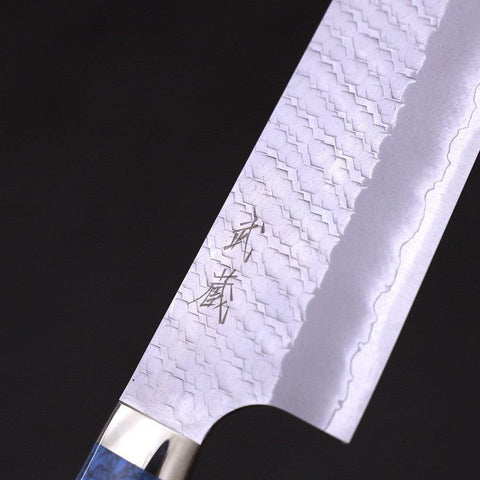 Gyuto SG-2 Tsuchime Manche Occidental en Turquoise Bleu 240mm-[Musashi]-[Couteaux de cuisine japonais]