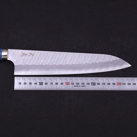 Gyuto SG-2 Tsuchime Manche Occidental en Turquoise Bleu 240mm-[Musashi]-[Couteaux de cuisine japonais]