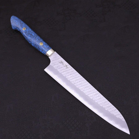 Gyuto SG-2 Tsuchime Manche Occidental en Turquoise Bleu 240mm-[Musashi]-[Couteaux de cuisine japonais]