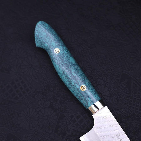 Gyuto SG-2 Tsuchime Manche en Turquoise Vert 240mm-[Musashi]-[Couteaux de cuisine japonais]