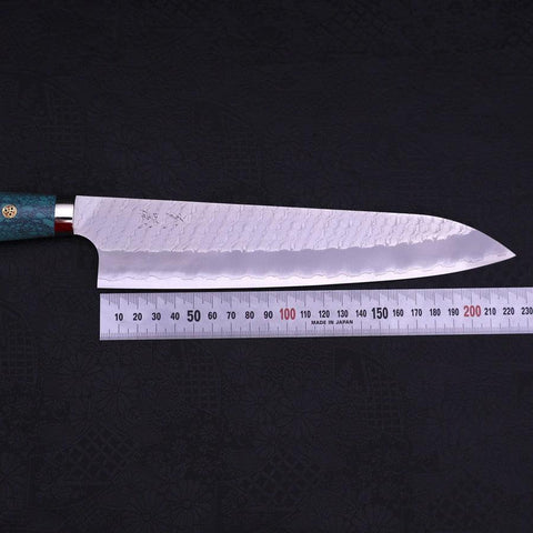 Gyuto SG-2 Tsuchime Manche en Turquoise Vert 240mm-[Musashi]-[Couteaux de cuisine japonais]