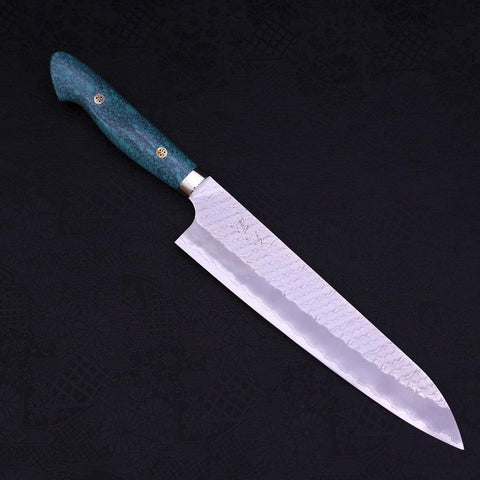 Gyuto SG-2 Tsuchime Manche en Turquoise Vert 240mm-[Musashi]-[Couteaux de cuisine japonais]