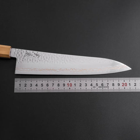 Gyuto SLD Damas coloré Tsuchime au Nickel Manche en Olivier 210mm Édition limitée-[Musashi]-[Couteaux de cuisine japonais]