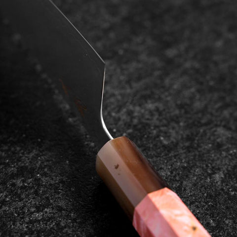 Gyuto SLD Miroir Manche en Buffalo et Érable Rose foncé 210mm-[Musashi]-[Couteaux de cuisine japonais]
