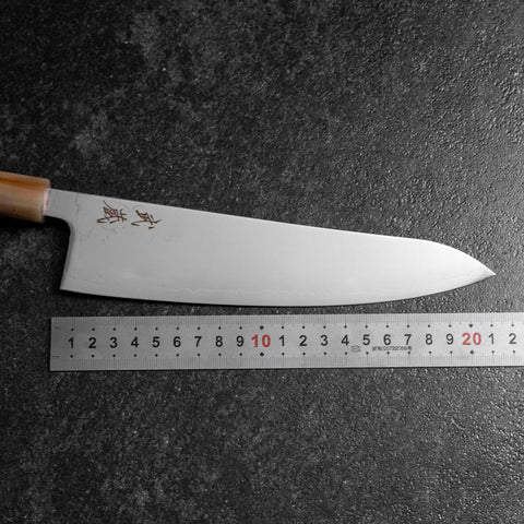Gyuto SLD Miroir Manche en Buffalo et Érable Rose foncé 210mm-[Musashi]-[Couteaux de cuisine japonais]