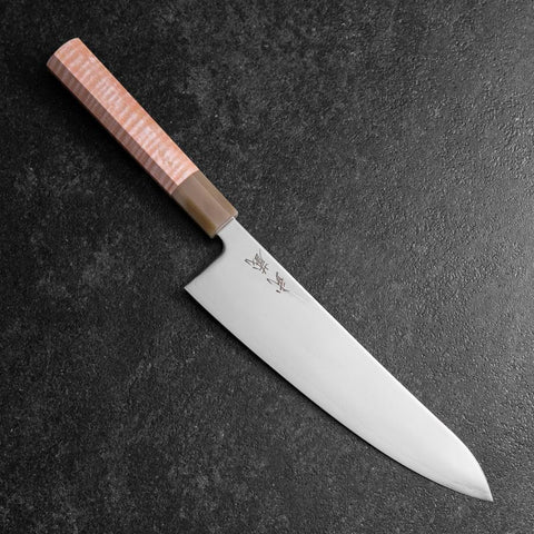 Gyuto SLD Miroir Manche en Buffle et Érable Rose clair 210mm-[Musashi]-[Couteaux de cuisine japonais]