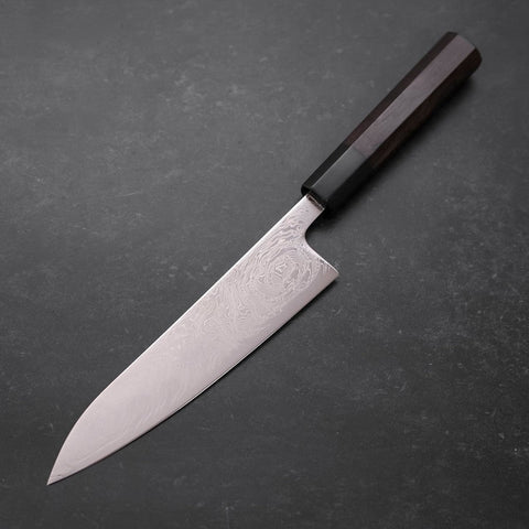 Gyuto SLD Nickel en Vagues Damas Manche Buffle et Ébène 180mm-[Musashi]-[Couteaux de cuisine japonais]
