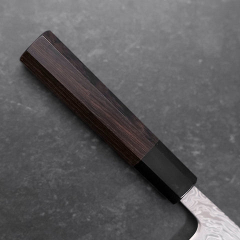 Gyuto SLD Nickel en Vagues Damas Manche Buffle et Ébène 180mm-[Musashi]-[Couteaux de cuisine japonais]
