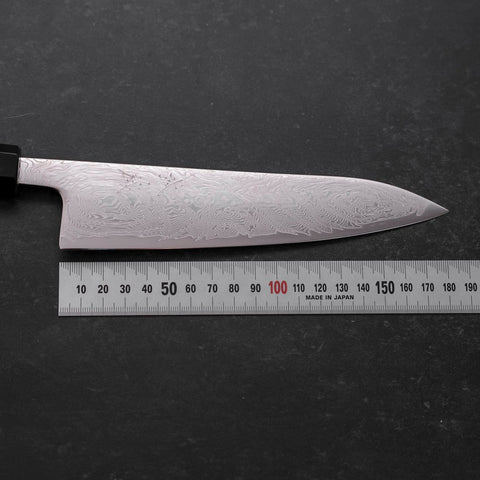 Gyuto SLD Nickel en Vagues Damas Manche Buffle et Ébène 180mm-[Musashi]-[Couteaux de cuisine japonais]