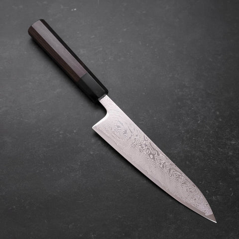 Gyuto SLD Nickel en Vagues Damas Manche Buffle et Ébène 180mm-[Musashi]-[Couteaux de cuisine japonais]