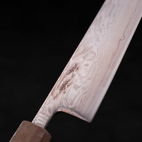 Gyuto SLD Nickel en Vagues Damas Manche Urushi Blanc 210mm-[Musashi]-[Couteaux de cuisine japonais]