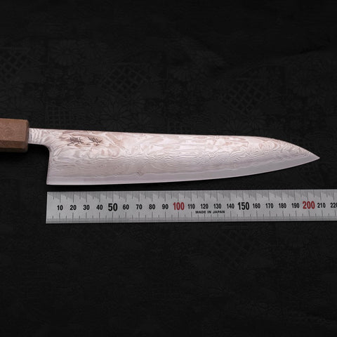 Gyuto SLD Nickel en Vagues Damas Manche Urushi Blanc 210mm-[Musashi]-[Couteaux de cuisine japonais]