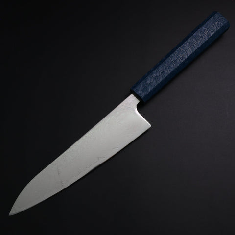Gyuto SLD Nickel en Vagues Damas Manche Urushi Bleu 180mm-[Musashi]-[Couteaux de cuisine japonais]