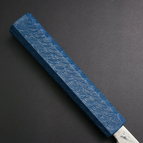 Gyuto SLD Nickel en Vagues Damas Manche Urushi Bleu 180mm-[Musashi]-[Couteaux de cuisine japonais]