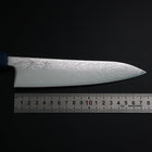 Gyuto SLD Nickel en Vagues Damas Manche Urushi Bleu 180mm-[Musashi]-[Couteaux de cuisine japonais]