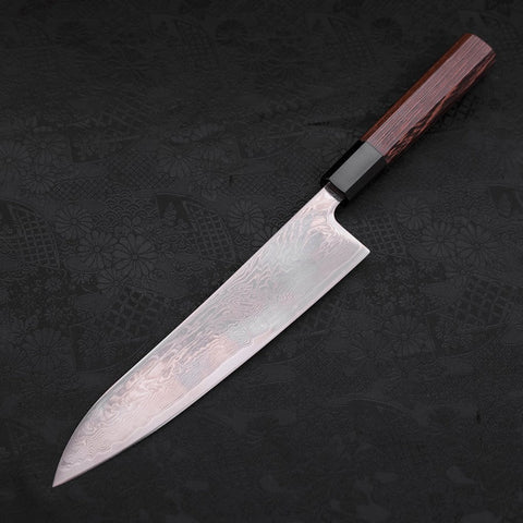 Gyuto SLD Nickel en Vagues Damas Manche en Buffle et Bois de Wengé 210mm-[Musashi]-[Couteaux de cuisine japonais]