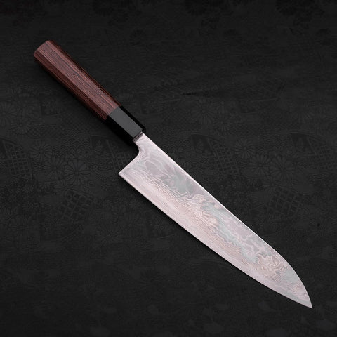 Gyuto SLD Nickel en Vagues Damas Manche en Buffle et Bois de Wengé 210mm-[Musashi]-[Couteaux de cuisine japonais]