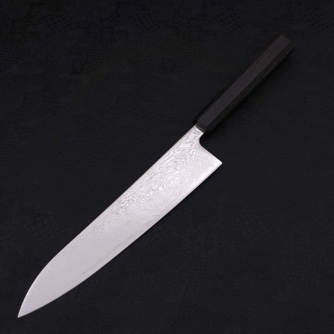 Gyuto SLD Nickel en Vagues Damas Manche en Buffle et Ébène 240mm-[Musashi]-[Couteaux de cuisine japonais]