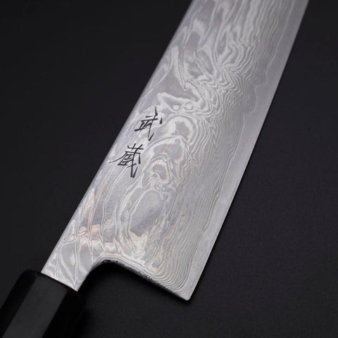 Gyuto SLD Nickel en Vagues Damas Manche en Buffle et Magnolia 210mm-[Musashi]-[Couteaux de cuisine japonais]