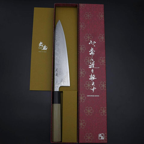 Gyuto SLD Nickel en Vagues Damas Manche en Buffle et Magnolia 210mm-[Musashi]-[Couteaux de cuisine japonais]