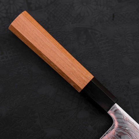 Gyuto SLD Nickel en Vagues Damas Manche en Buffle et Bois de Teck 210mm-[Musashi]-[Couteaux de cuisine japonais]