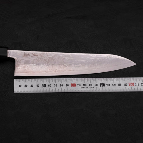 Gyuto SLD Nickel en Vagues Damas Manche en Buffle et Bois de Teck 210mm-[Musashi]-[Couteaux de cuisine japonais]
