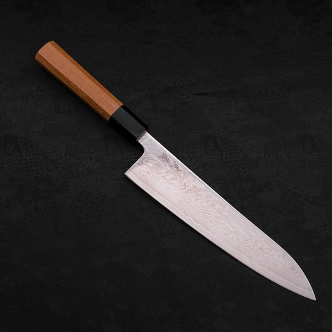 Gyuto SLD Nickel en Vagues Damas Manche en Buffle et Bois de Teck 210mm-[Musashi]-[Couteaux de cuisine japonais]