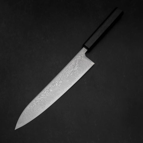 Gyuto SLD Wave Nickel Damascus Dark Blue Urushi Handle 240mm-[Musashi]-[Couteaux de cuisine japonais]