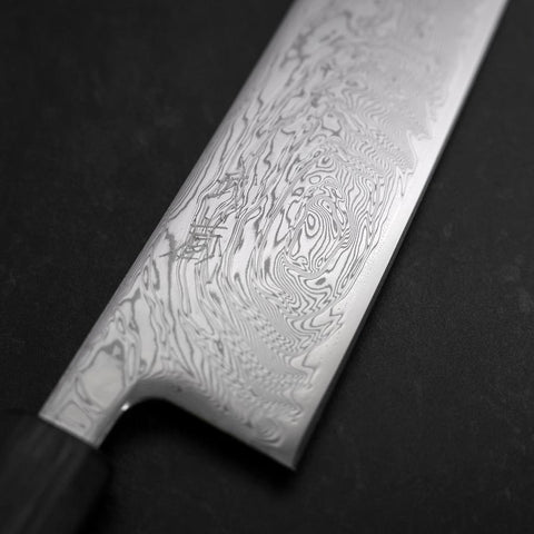 Gyuto SLD Wave Nickel Damascus Dark Blue Urushi Handle 240mm-[Musashi]-[Couteaux de cuisine japonais]