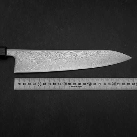 Gyuto SLD Wave Nickel Damascus Dark Blue Urushi Handle 240mm-[Musashi]-[Couteaux de cuisine japonais]