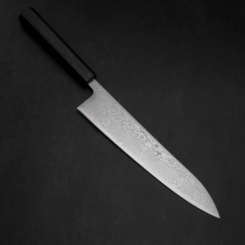 Gyuto SLD Wave Nickel Damascus Dark Blue Urushi Handle 240mm-[Musashi]-[Couteaux de cuisine japonais]