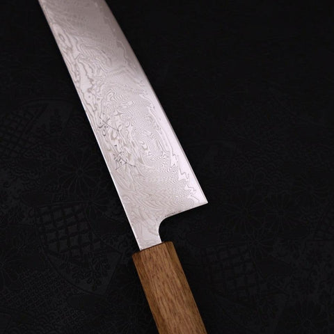 Gyuto SLD Nickel en Vagues Damas Manche Yaki Urushi 210mm-[Musashi]-[Couteaux de cuisine japonais]