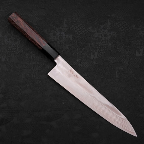 Gyuto Silver Steel #3 Damas Manche en Buffle et Bois de Wengé 210mm-[Musashi]-[Couteaux de cuisine japonais]