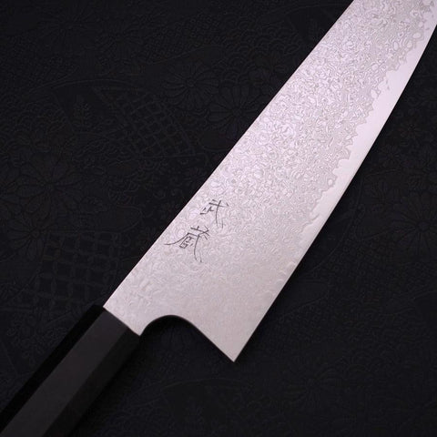 Gyuto Silver Steel #3 Damascus Buffalo Ebony Handle 210mm