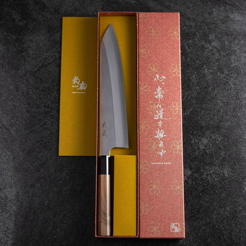 Gyuto Silver Steel #3 Kasumi Manche en Buffle et Noyer 240mm-[Musashi]-[Couteaux de cuisine japonais]